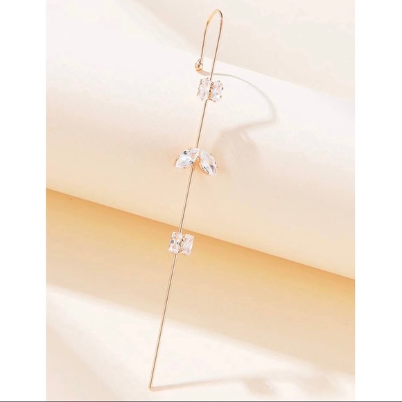 Rhinestone Decor Wrap Crawler Hook Earrings (1pc) - Picture 2 of 4